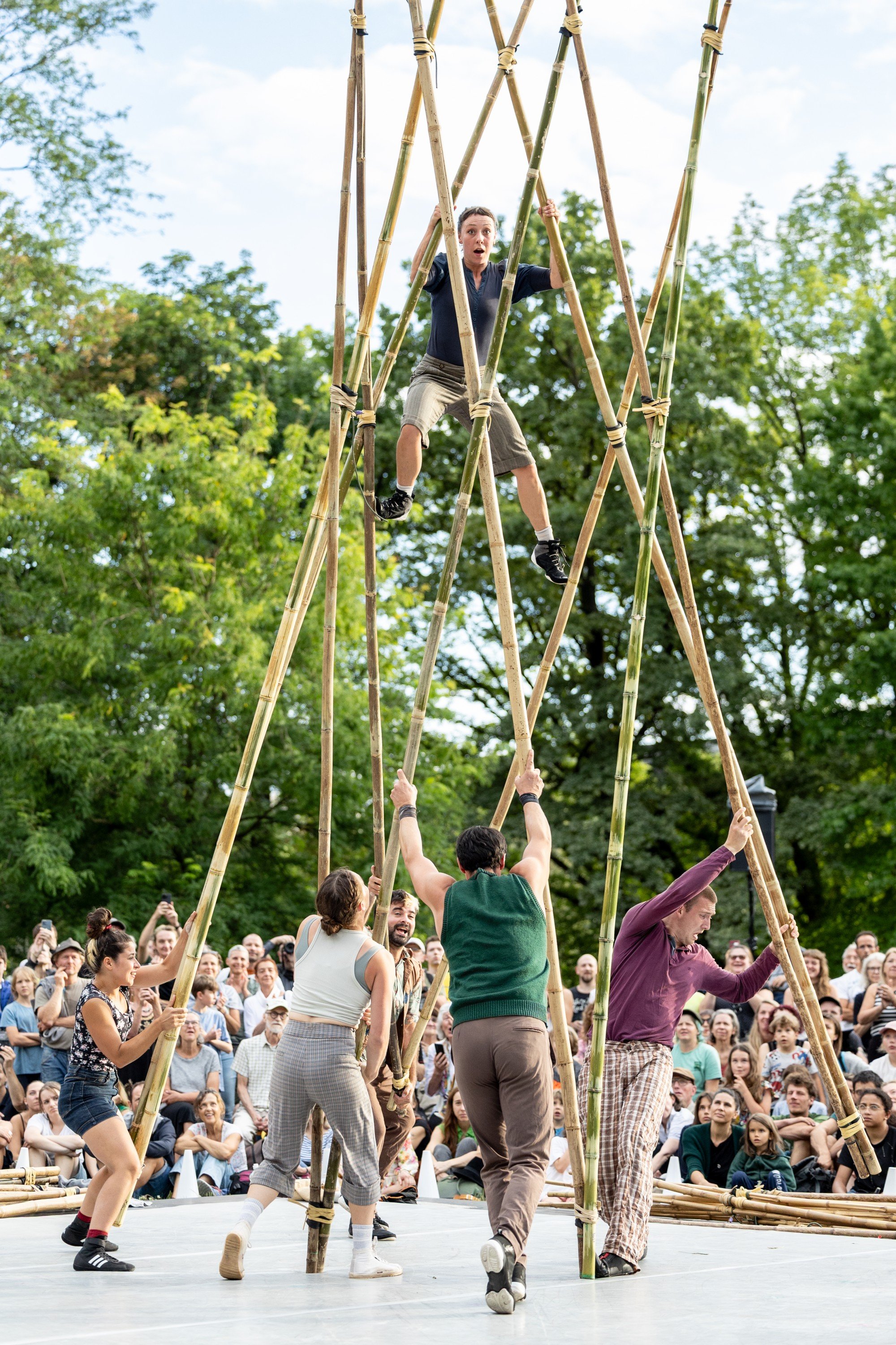 Bamboo performing acrobatics
