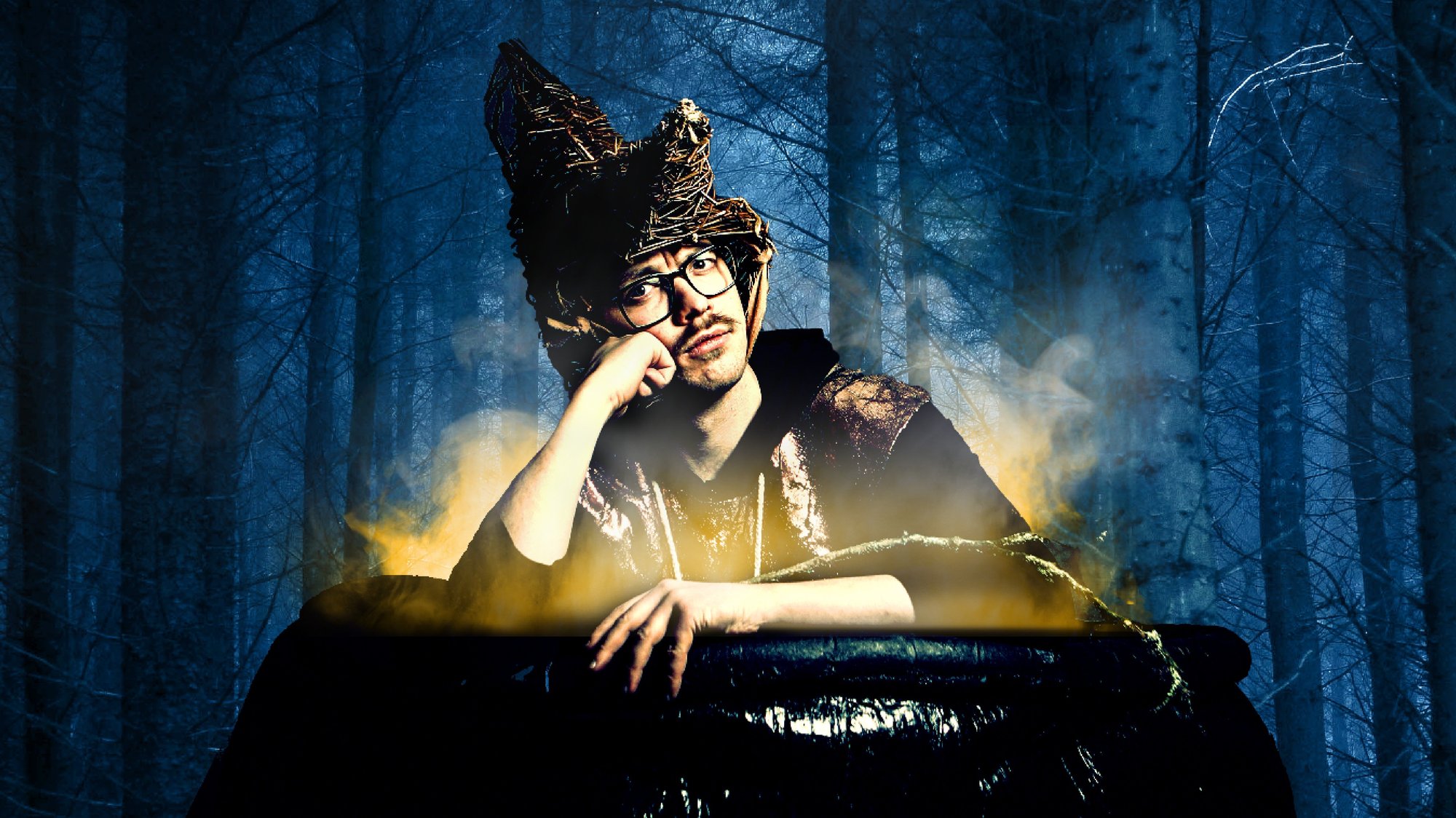 Photo of Edy Hurst in a cauldron