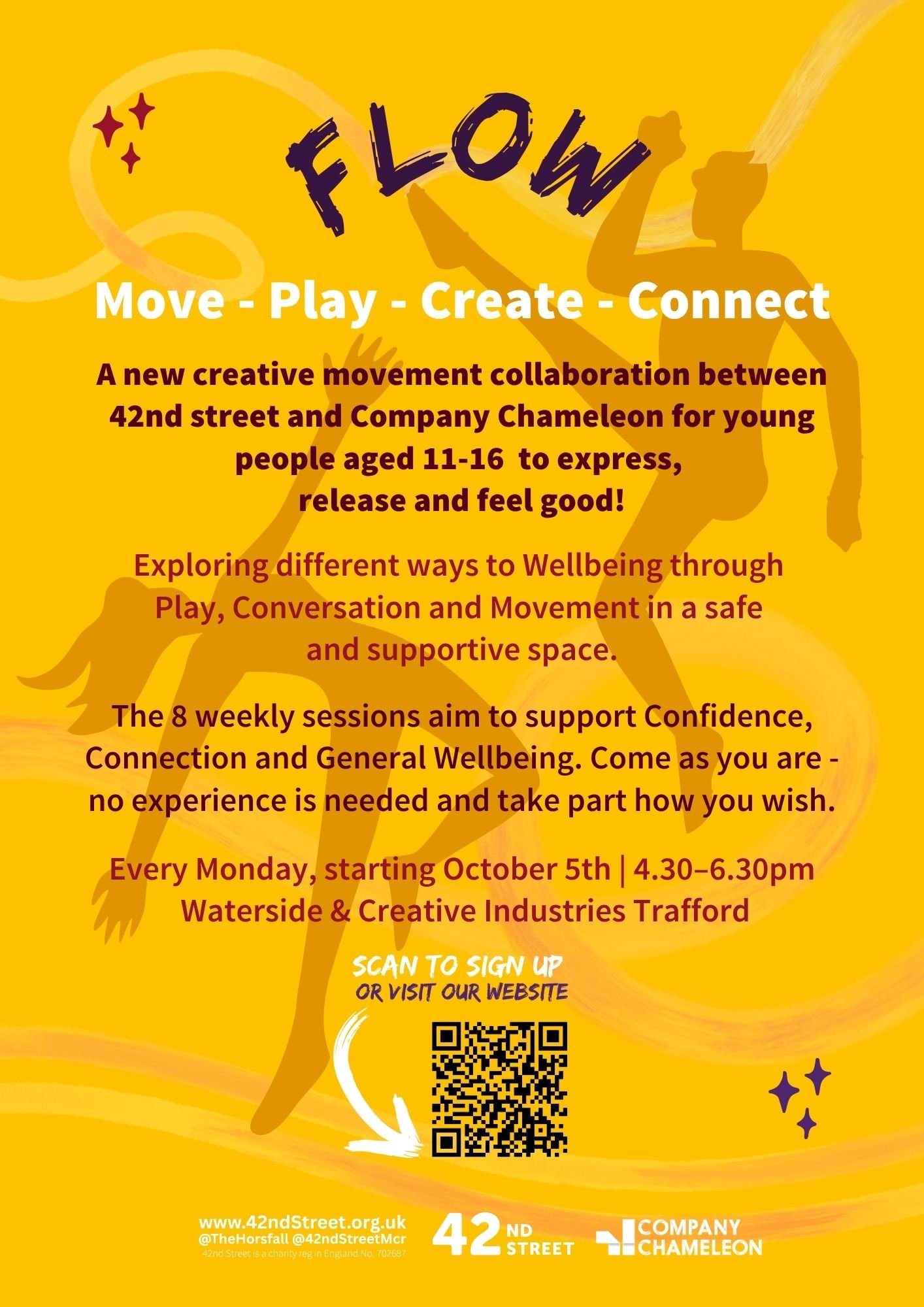 Dancing silhouettes on a yellow background