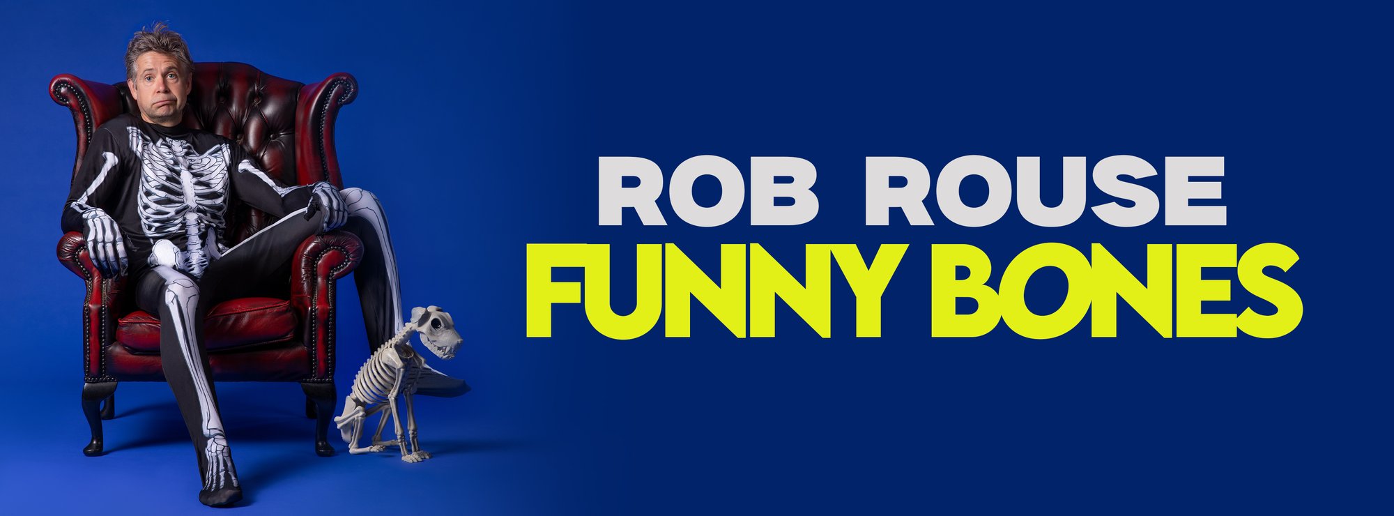 Rob Rouse dressed as a skeleton - Funny Bones