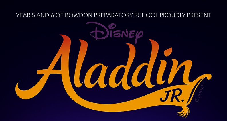 Disney Aladdin Jr logo on a dark blue background